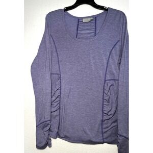 ATHLETA Purple Ruched Side Long Sleeve Athletic Fitness Shirt Top Size LARGE
